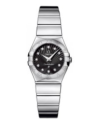 Omega Constellation  Quartz Women's Watch, Stainless Steel, Black & Diamonds Dial, 123.10.24.60.51.002