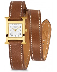 Hermes H Hour  Quartz Women's Watch, Gold Tone, White Dial, 036737WW00