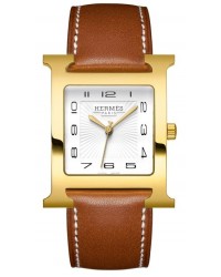 Hermes H Hour  Quartz Women's Watch, Gold Tone, White Dial, 036785WW00