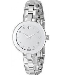 Movado Sapphire  Quartz Women's Watch, Stainless Steel, Silver Dial, 606814