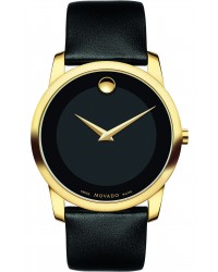 Movado Museum  Quartz Men's Watch, Gold Tone, Black Dial, 606876
