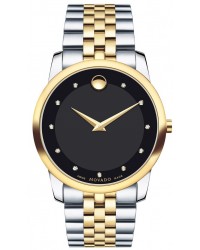 Movado Museum  Quartz Men's Watch, Gold Tone, Black Dial, 606879