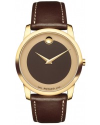 Movado Museum  Quartz Men's Watch, Gold Tone, Brown Dial, 606880
