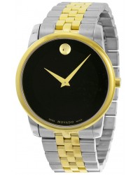 Movado Museum  Quartz Men's Watch, Gold Tone, Black Dial, 606899
