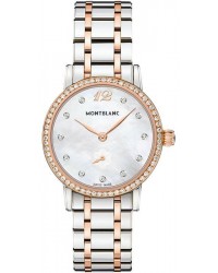 Montblanc Star Classique Lady  Quartz Women's Watch, Steel & 18K Rose Gold, Mother Of Pearl & Diamonds Dial, 110643