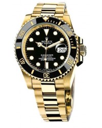 Rolex Submariner Date  Automatic Men's Watch, 18K Yellow Gold, Black Dial, 116618LN