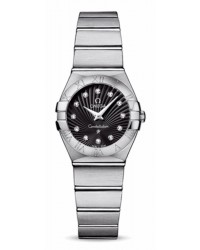 Omega Constellation  Quartz Women's Watch, Stainless Steel, Black & Diamonds Dial, 123.10.24.60.51.001