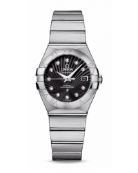 Omega Constellation  Automatic Women's Watch, Stainless Steel, Black & Diamonds Dial, 123.10.27.20.51.001