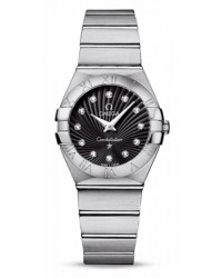 Omega Constellation  Quartz Women's Watch, Stainless Steel, Black & Diamonds Dial, 123.10.27.60.51.001