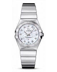 Omega Constellation  Quartz Women's Watch, Stainless Steel, Mother Of Pearl & Diamonds Dial, 123.10.27.60.55.002