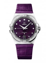 Omega Constellation  Quartz Women's Watch, Stainless Steel, Purple & Diamonds Dial, 123.13.35.60.60.001