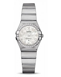 Omega Constellation  Quartz Small Women's Watch, Stainless Steel, Silver & Diamonds Dial, 123.15.24.60.55.005