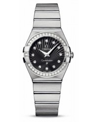 Omega Constellation  Quartz Women's Watch, Stainless Steel, Black & Diamonds Dial, 123.15.27.60.51.001