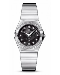 Omega Constellation  Quartz Women's Watch, Stainless Steel, Black & Diamonds Dial, 123.15.27.60.51.002