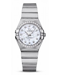Omega Constellation  Quartz Women's Watch, Stainless Steel, Mother Of Pearl & Diamonds Dial, 123.15.27.60.55.001