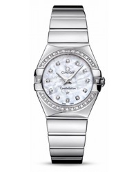 Omega Constellation  Quartz Women's Watch, Stainless Steel, Mother Of Pearl & Diamonds Dial, 123.15.27.60.55.003