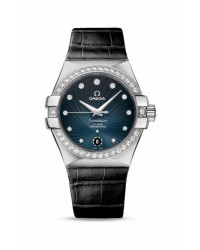 Omega Constellation  Automatic Women's Watch, Stainless Steel, Blue & Diamonds Dial, 123.18.35.20.56.001