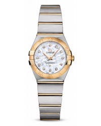 Omega Constellation  Quartz Small Women's Watch, 18K Yellow Gold, Mother Of Pearl & Diamonds Dial, 123.20.24.60.55.002