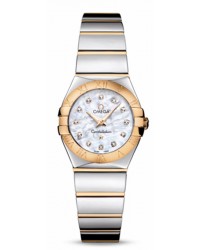 Omega Constellation  Quartz Small Women's Watch, 18K Yellow Gold, Mother Of Pearl & Diamonds Dial, 123.20.24.60.55.004