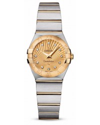 Omega Constellation  Quartz Small Women's Watch, 18K Yellow Gold, Champagne & Diamonds Dial, 123.20.24.60.58.001