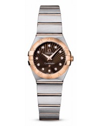 Omega Constellation  Quartz Small Women's Watch, 18K Rose Gold, Brown & Diamonds Dial, 123.20.24.60.63.001