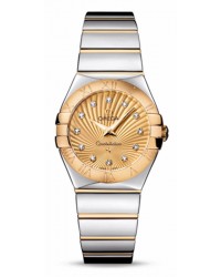 Omega Constellation  Quartz Women's Watch, 18K Yellow Gold, Champagne & Diamonds Dial, 123.20.27.60.58.002
