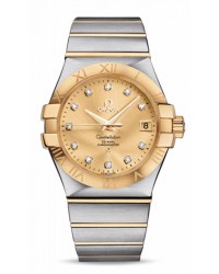Omega Constellation  Automatic Men's Watch, 18K Yellow Gold, Champagne & Diamonds Dial, 123.20.35.20.58.001
