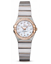 Omega Constellation  Quartz Small Women's Watch, 18K Rose Gold, Mother Of Pearl & Diamonds Dial, 123.25.24.60.55.001