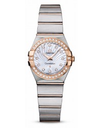 Omega Constellation  Quartz Small Women's Watch, 18K Rose Gold, Mother Of Pearl & Diamonds Dial, 123.25.24.60.55.002