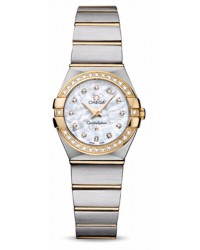 Omega Constellation  Quartz Small Women's Watch, 18K Yellow Gold, Mother Of Pearl & Diamonds Dial, 123.25.24.60.55.003