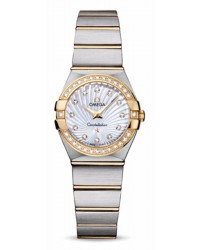 Omega Constellation  Quartz Small Women's Watch, 18K Yellow Gold, Mother Of Pearl & Diamonds Dial, 123.25.24.60.55.004