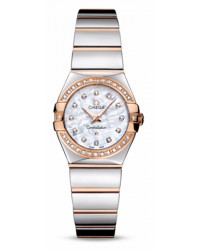 Omega Constellation  Quartz Small Women's Watch, 18K Rose Gold, Mother Of Pearl & Diamonds Dial, 123.25.24.60.55.005