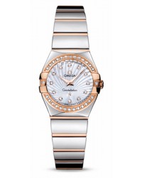 Omega Constellation  Quartz Small Women's Watch, 18K Rose Gold, Mother Of Pearl & Diamonds Dial, 123.25.24.60.55.006