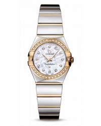 Omega Constellation  Quartz Small Women's Watch, 18K Yellow Gold, Mother Of Pearl & Diamonds Dial, 123.25.24.60.55.007