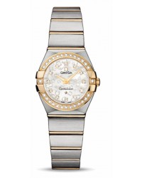 Omega Constellation  Quartz Small Women's Watch, 18K Yellow Gold, Mother Of Pearl & Diamonds Dial, 123.25.24.60.55.010