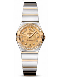 Omega Constellation  Quartz Small Women's Watch, 18K Yellow Gold, Champagne & Diamonds Dial, 123.25.24.60.58.002