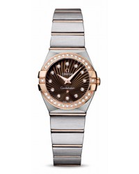 Omega Constellation  Quartz Small Women's Watch, 18K Rose Gold, Brown & Diamonds Dial, 123.25.24.60.63.001