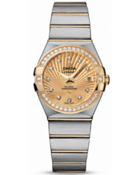 Omega Constellation  Automatic Women's Watch, 18K Yellow Gold, Champagne & Diamonds Dial, 123.25.27.20.58.001