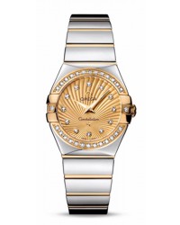 Omega Constellation  Quartz Women's Watch, 18K Yellow Gold, Champagne & Diamonds Dial, 123.25.27.60.58.002