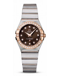 Omega Constellation  Quartz Women's Watch, 18K Rose Gold, Brown & Diamonds Dial, 123.25.27.60.63.001