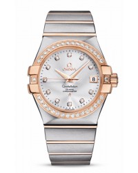 Omega Constellation  Automatic Men's Watch, 18K Rose Gold, Silver & Diamonds Dial, 123.25.35.20.52.001
