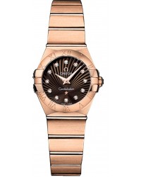 Omega Constellation  Quartz Small Women's Watch, 18K Rose Gold, Brown & Diamonds Dial, 123.50.24.60.63.001