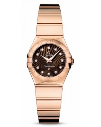 Omega Constellation  Quartz Small Women's Watch, 18K Rose Gold, Brown & Diamonds Dial, 123.50.24.60.63.002