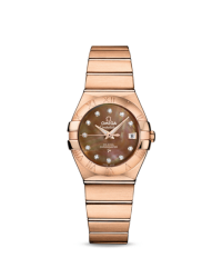 Omega Constellation  Automatic Women's Watch, 18K Rose Gold, Brown & Diamonds Dial, 123.50.27.20.57.001