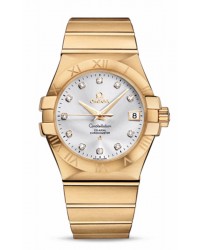 Omega Constellation  Automatic Men's Watch, 18K Yellow Gold, Silver & Diamonds Dial, 123.50.35.20.52.002