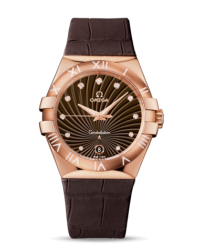 Omega Constellation  Quartz Women's Watch, 18K Rose Gold, Brown & Diamonds Dial, 123.53.35.60.63.001