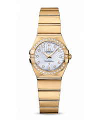 Omega Constellation  Quartz Small Women's Watch, 18K Yellow Gold, Mother Of Pearl & Diamonds Dial, 123.55.24.60.55.003