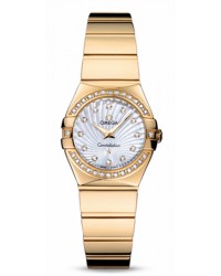 Omega Constellation  Quartz Small Women's Watch, 18K Yellow Gold, Mother Of Pearl & Diamonds Dial, 123.55.24.60.55.007