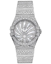 Omega Constellation  Quartz Small Women's Watch, 18K White Gold, Diamond Pave Dial, 123.55.24.60.55.010