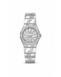Omega Constellation  Quartz Small Women's Watch, 18K White Gold, Diamond Pave Dial, 123.55.24.60.55.012